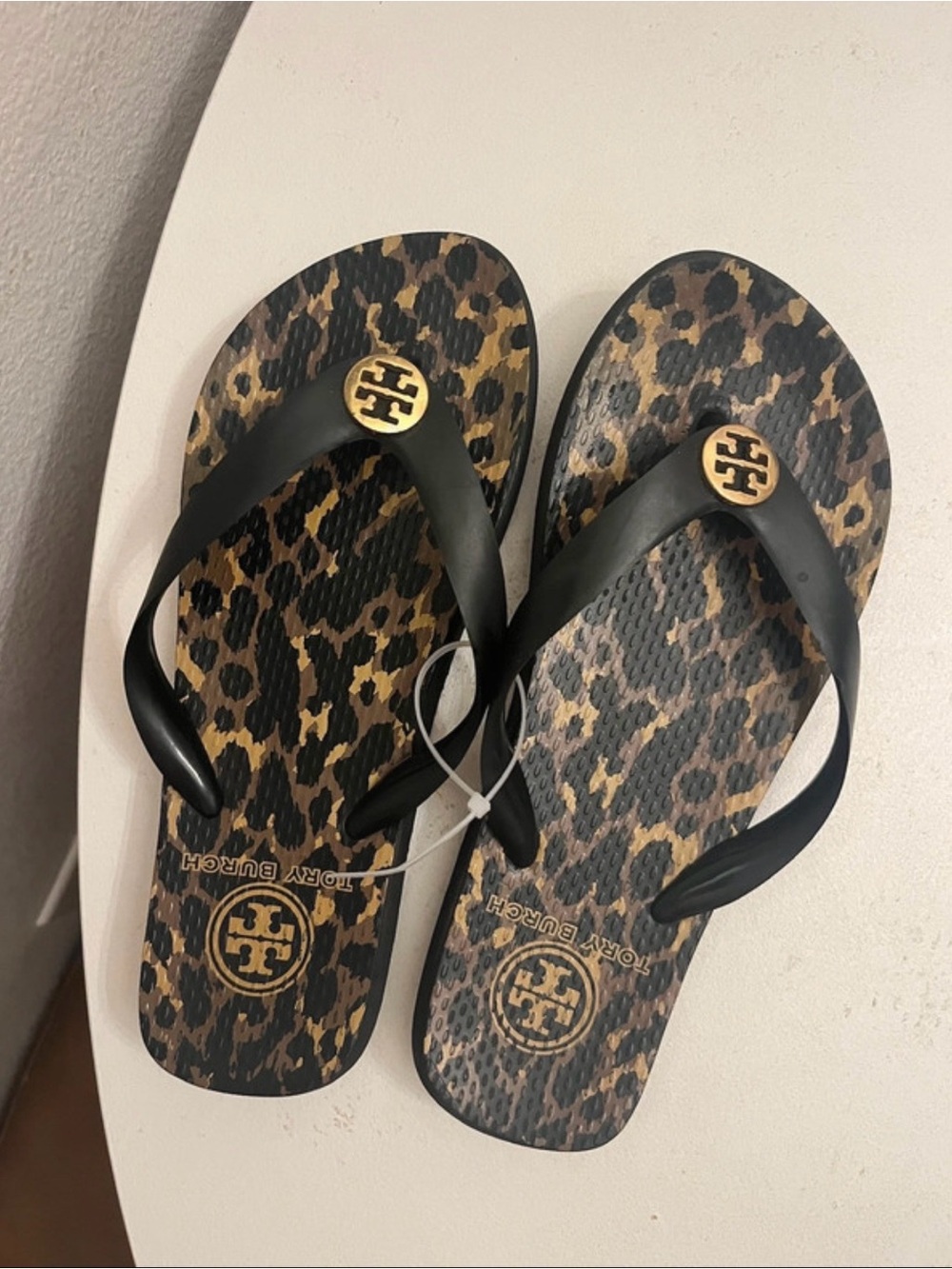 Tory Burch Flip Flops with Leopard Print Footbed